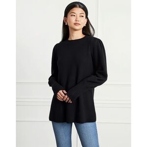 Hill House Black The Silvia Merino Wool Puff Sleeve Sweater